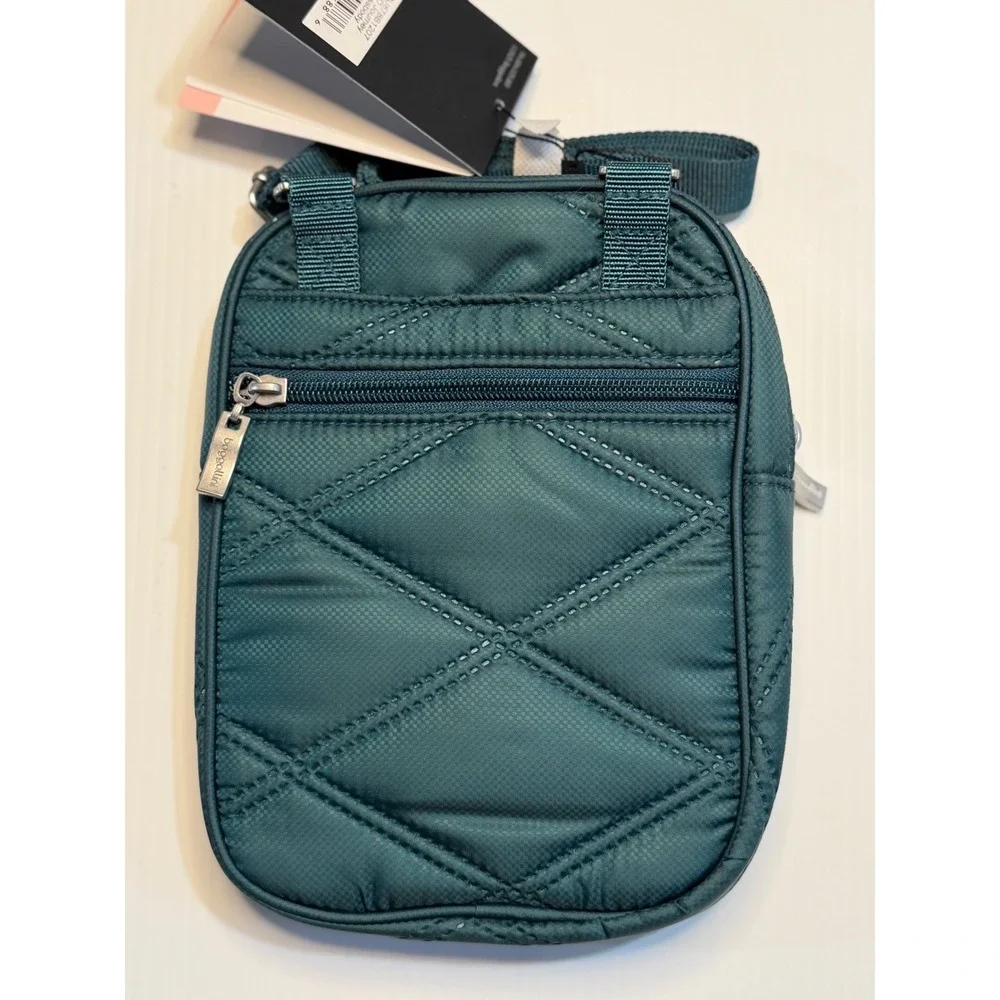 baggallini RFID Journey Crossbody Bag Emerald Quilted Travel Small Purse‎ Women